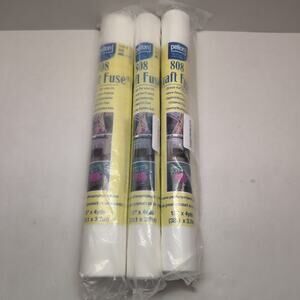 Lot of 3 Pellon 808 Craft Fuse Iron-On Fabric Stabilizer 15" X 4yd White Unused